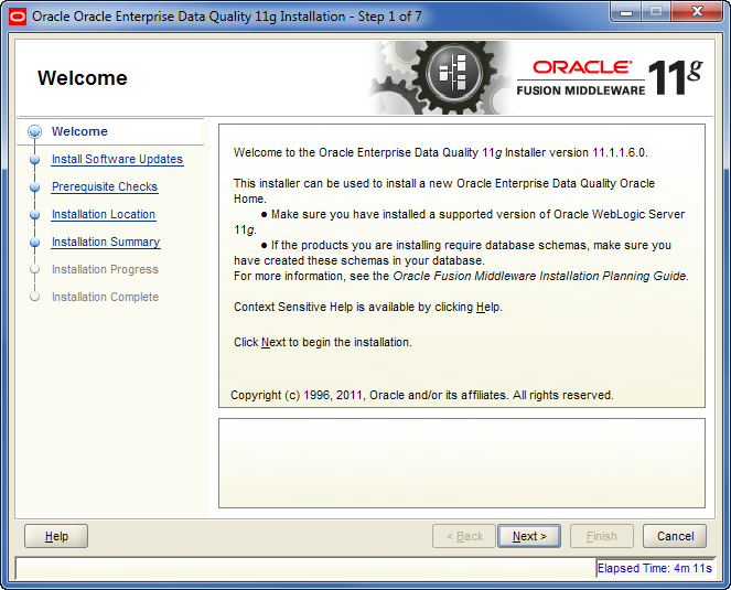 Screen shot of Oracle Datalens Server software.