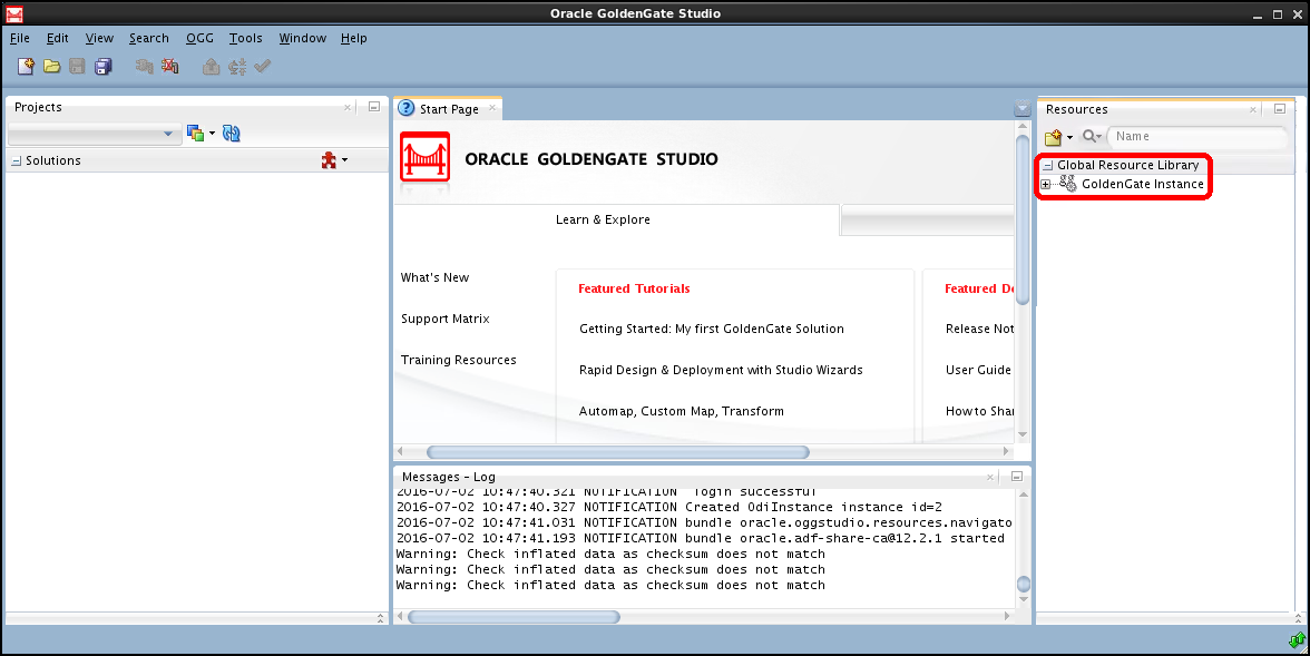 Screen shot of Oracle Goldengate software.
