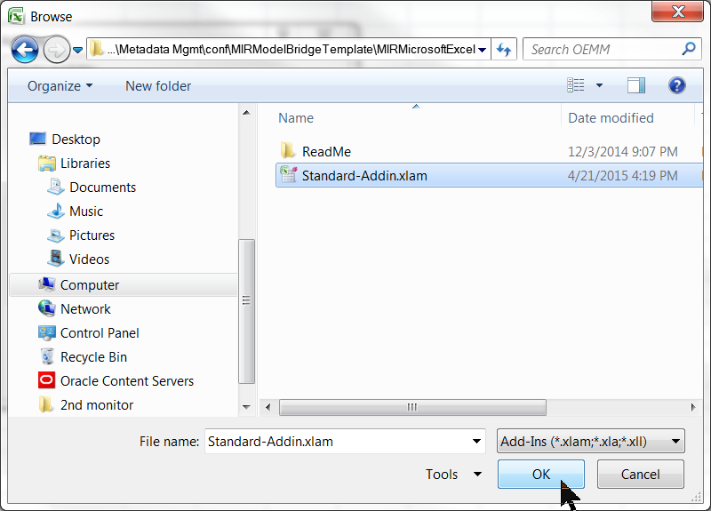 Screen shot of Oracle Metadata Management software.