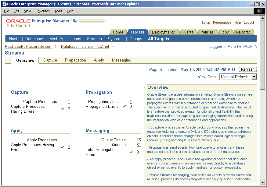 Picture of Oracle Streams tools.