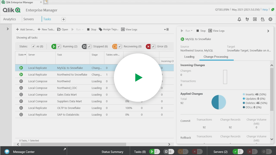 Screen shot of Qlik Enterprise Manager software.