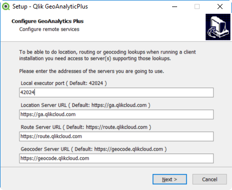 Screen shot of Qlik Geoanalytics Connector software.