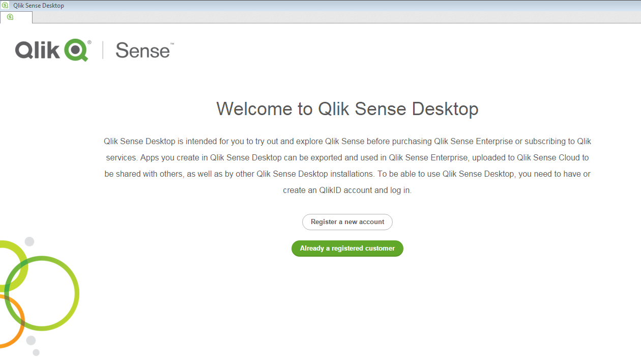 Screen shot of Qlik Sense Desktop software.