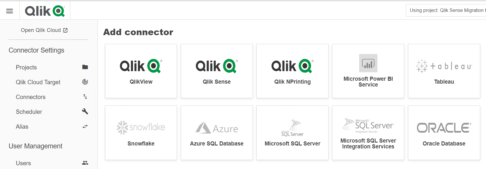 Screen shot of Qlik Lineage Connectors software.