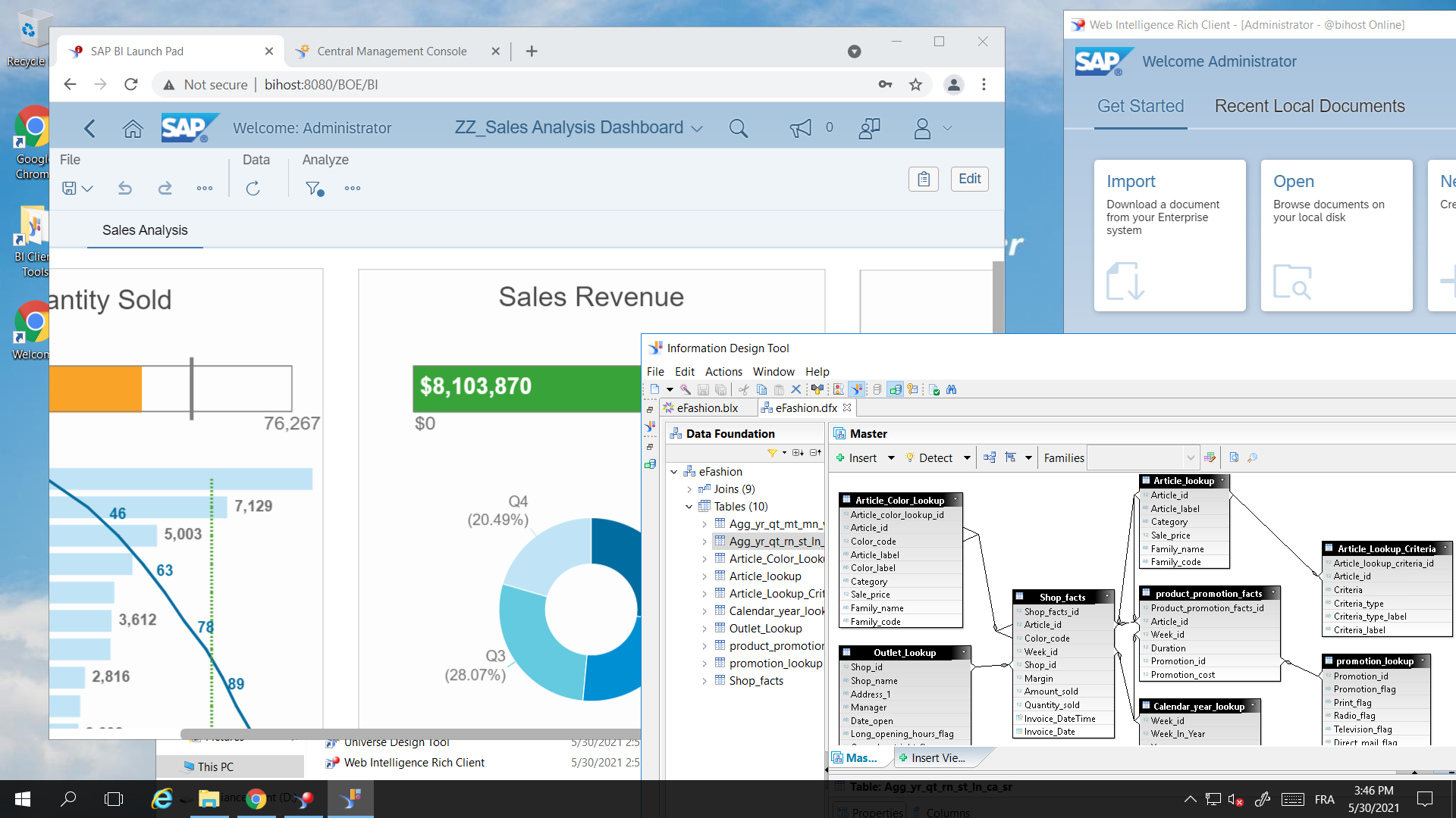 Screen shot of SAP BI Platform software.