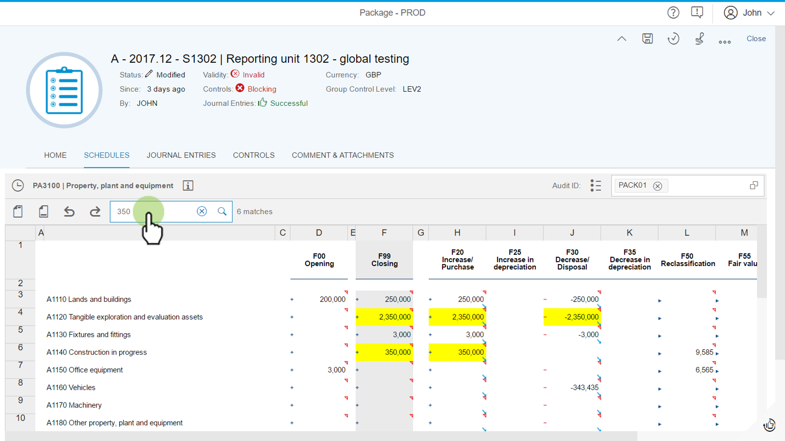 Screen shot of SAP Businessobjects Financial Consolidation software.
