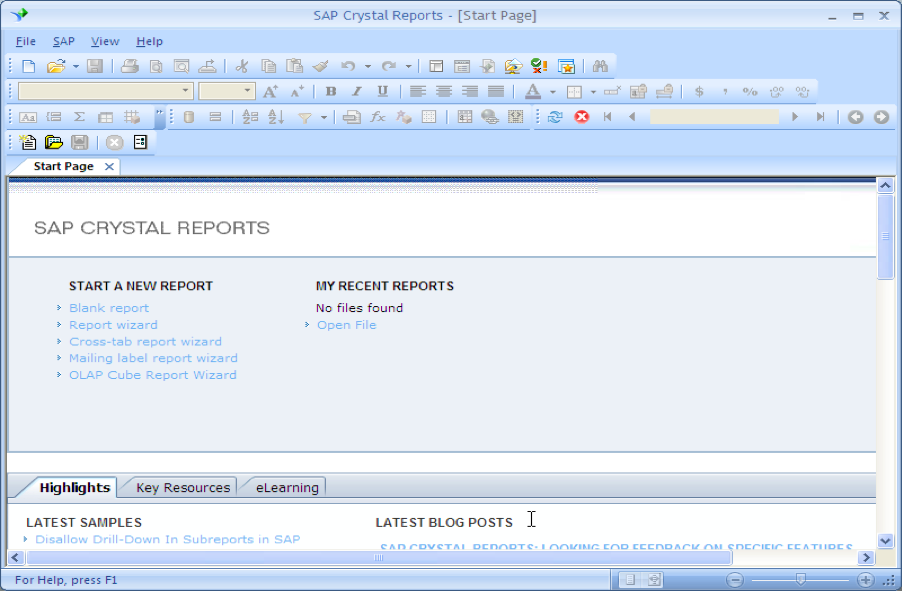 Picture of SAP Crystal Reports tools.