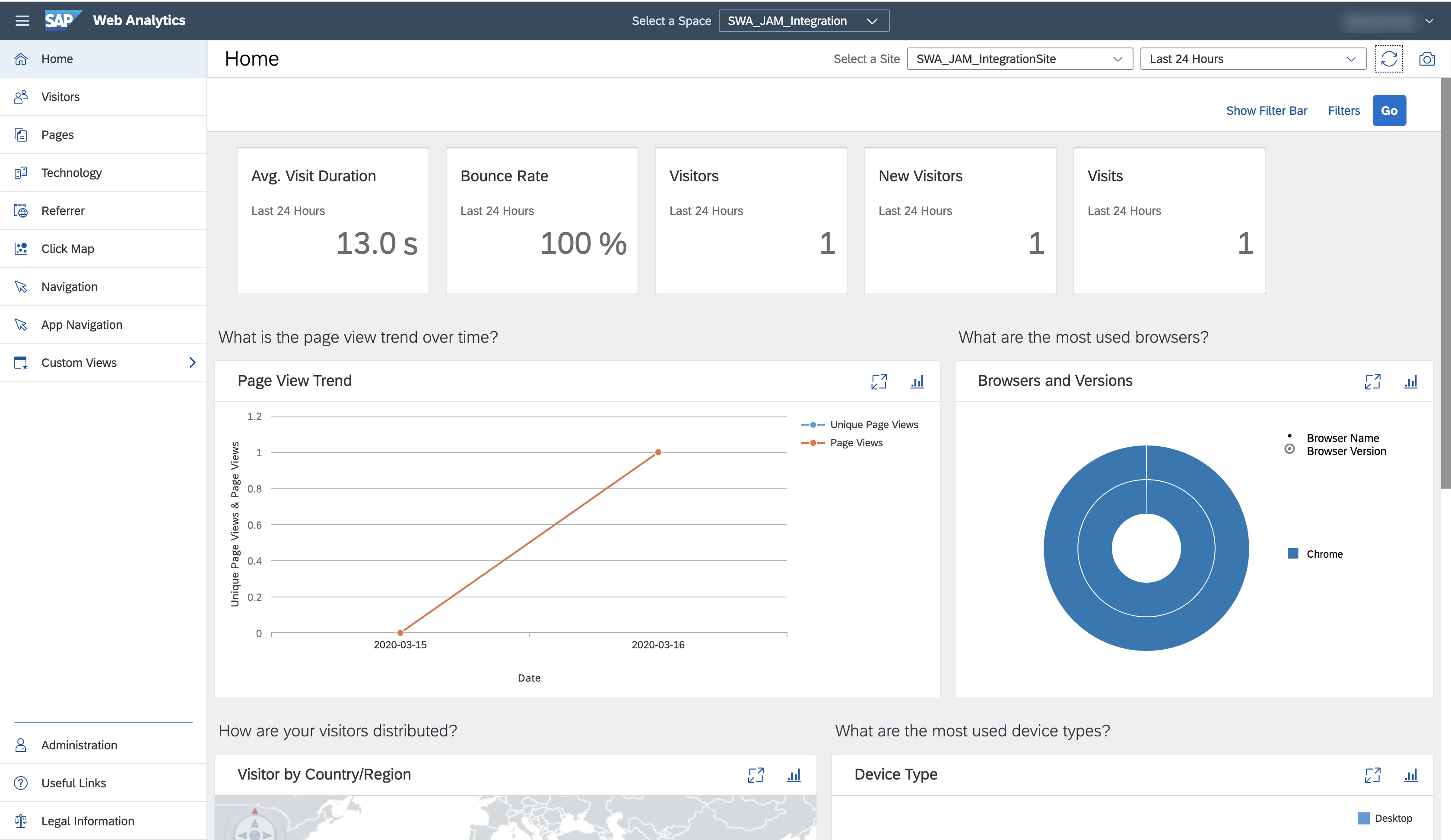 Screen shot of SAP Web Analytics software.