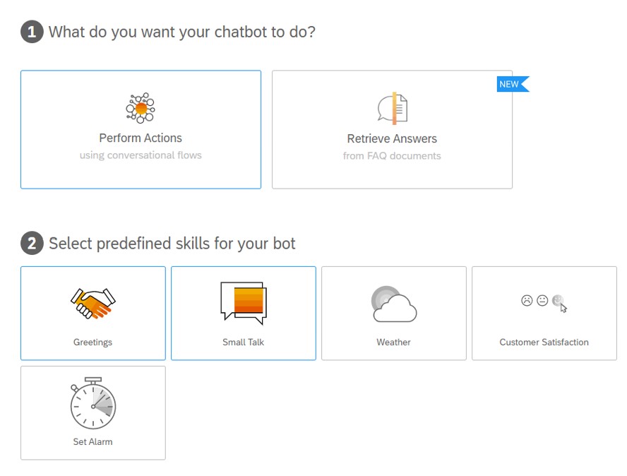 Screen shot of SAP Conversational AI software.