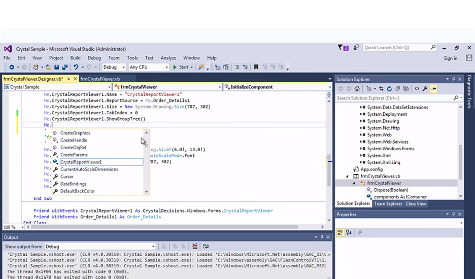 Screen shot of SAP Crystal Reports software.