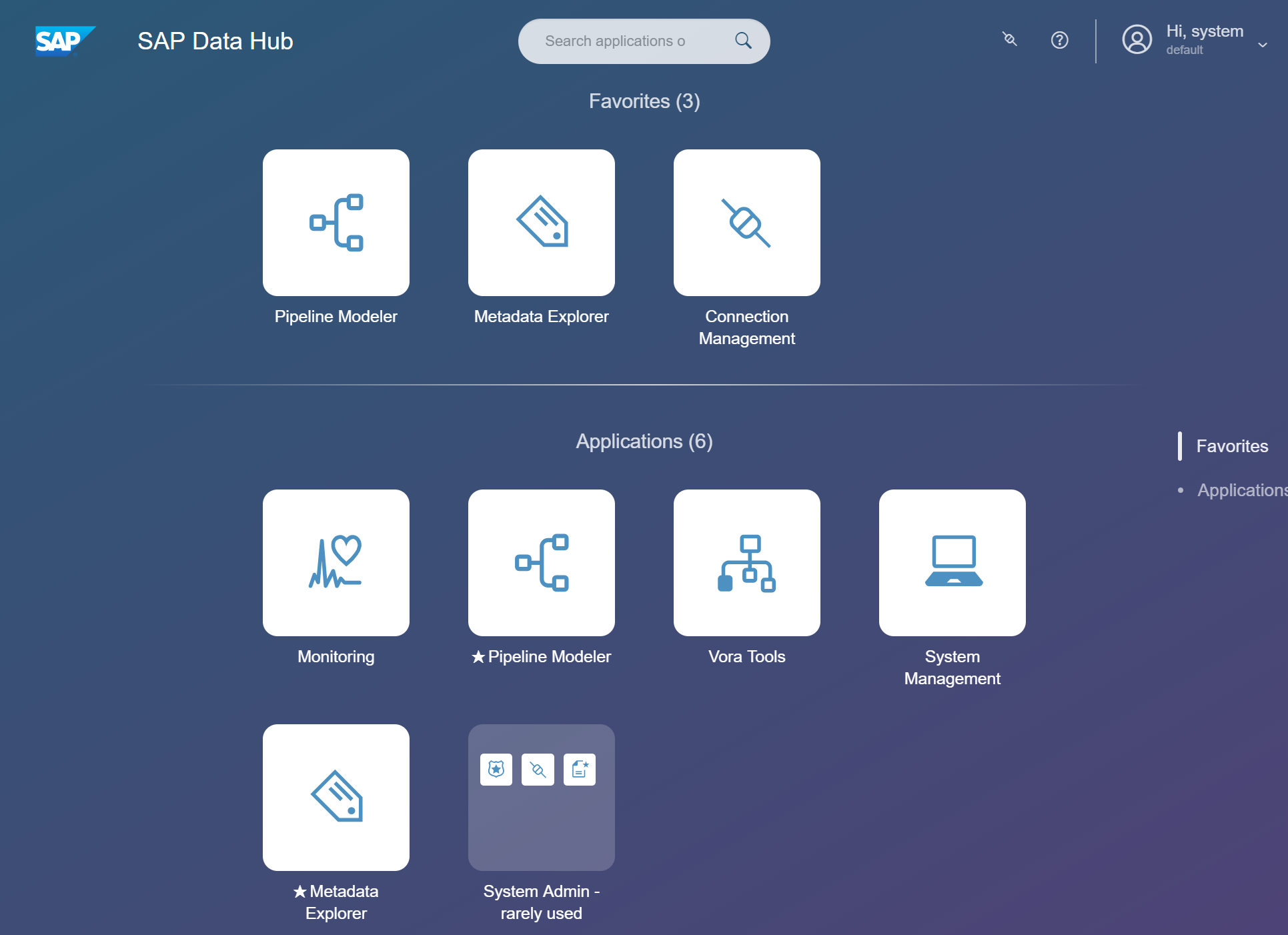 Screen shot of SAP Data Hub software.