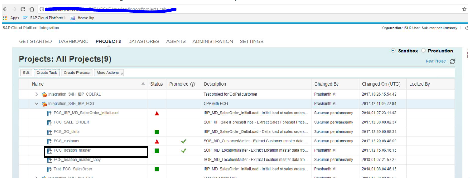 Screen shot of IBP Data Integration software.