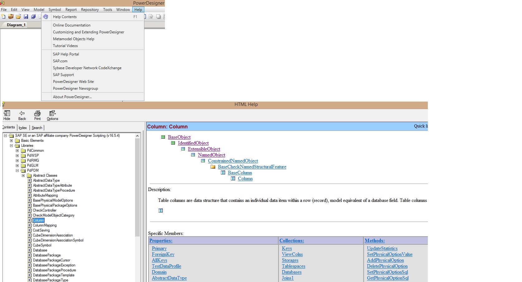 Screen shot of Powerdesigner software.