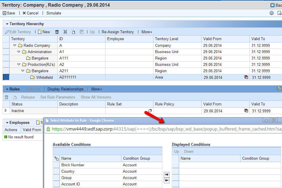 Screen shot of SAP CRM software.