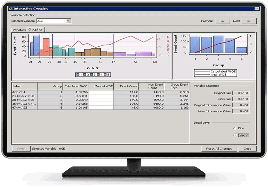 Picture of SAS Banking Analytics tools.