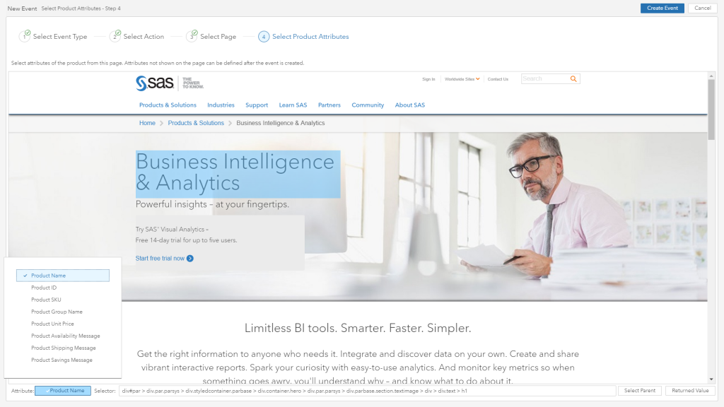 Picture of SAS Business Intelligence Platform tools.