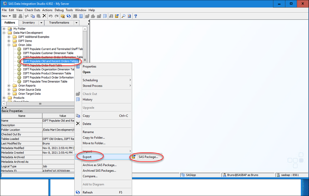 Screen shot of SAS Data Integration software.