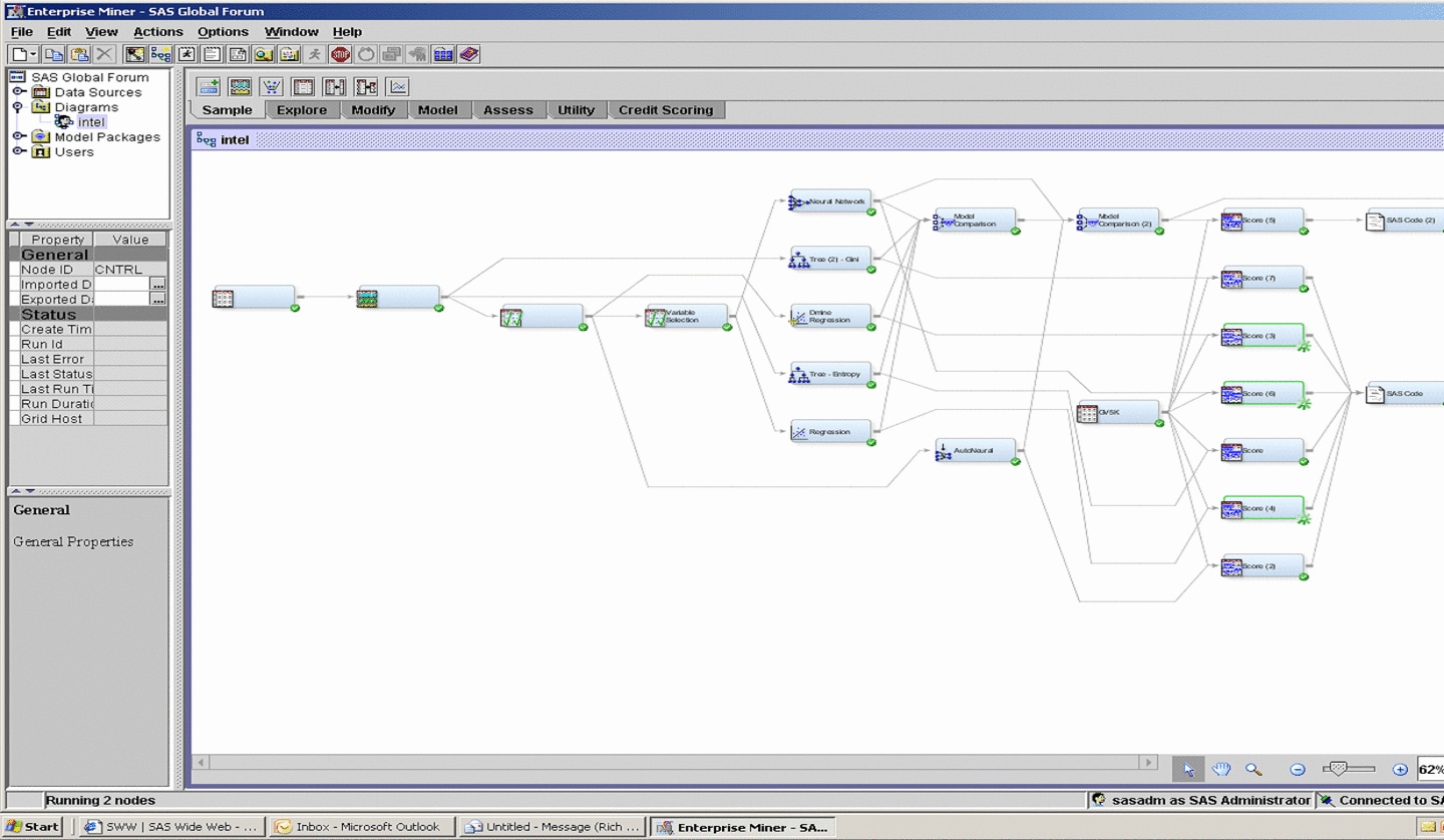 Screen shot of SAS Enterprise Miner software.