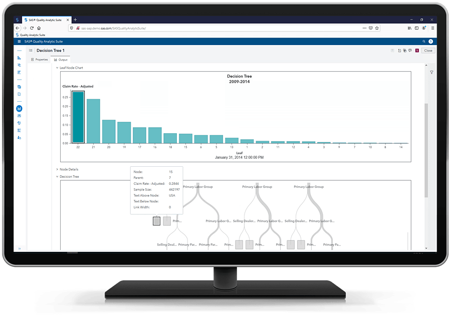 Picture of SAS Field Quality Analytics tools.