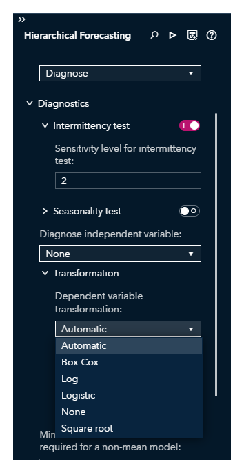 Screen shot of SAS Forecast Server software.