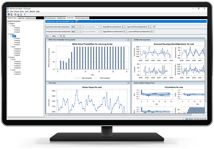 Screen shot of SAS Forecast Studio software.