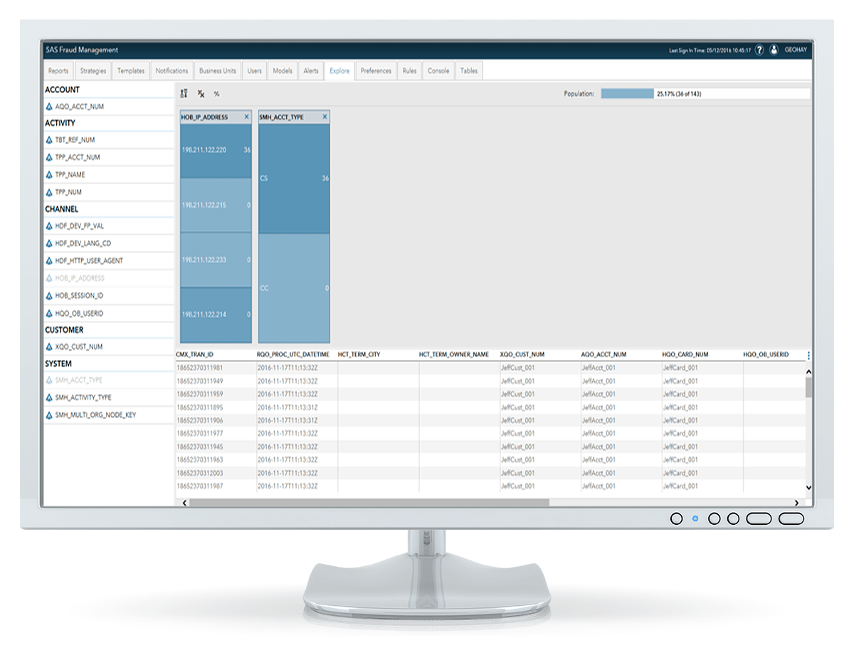 Picture of SAS Fraud Framework tools.