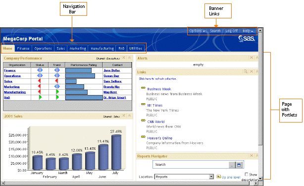 Picture of SAS Information Delivery Portal tools.