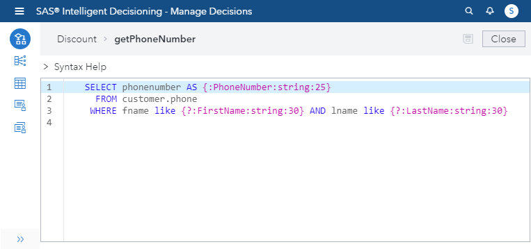 Picture of SAS Intelligent Decisioning tools.