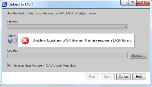 Picture of SAS LASR Analytic Server tools.