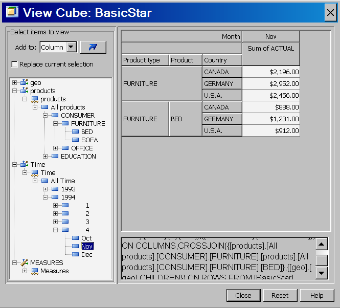 Screen shot of SAS OLAP Cube Studio software.