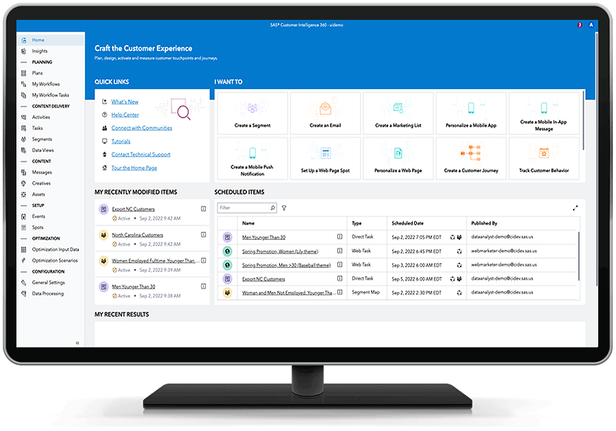 Screen shot of SAS Omnichannel Analytics software.