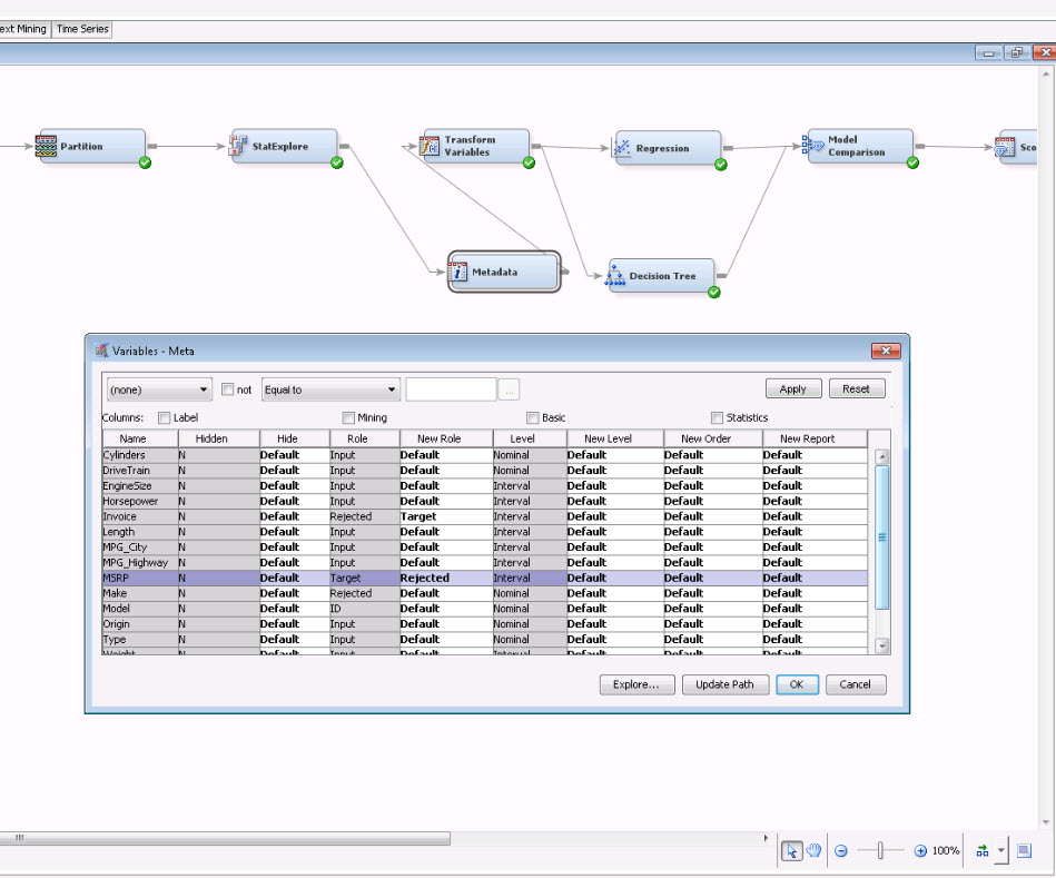 Picture of SAS Text Miner tools.