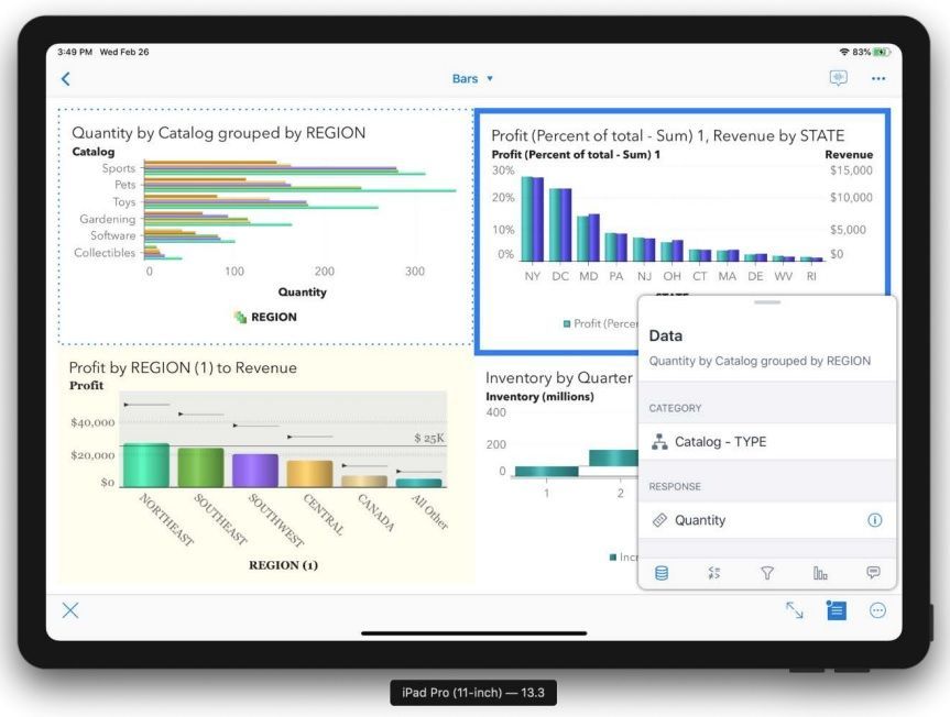 Screen shot of SAS Visual Analytics App software.