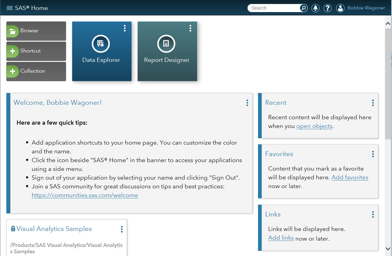 SAS Visual Analytics Hub in action