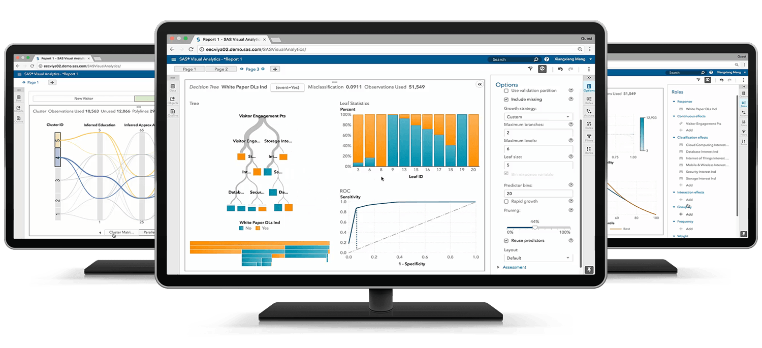 Picture of SAS Visual Statistics tools.
