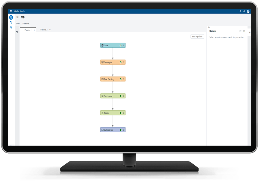 Screen shot of SAS Visual Text Analytics software.