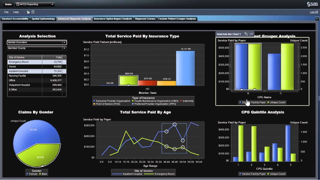 Screen shot of SAS Asset Performance Analytics software.