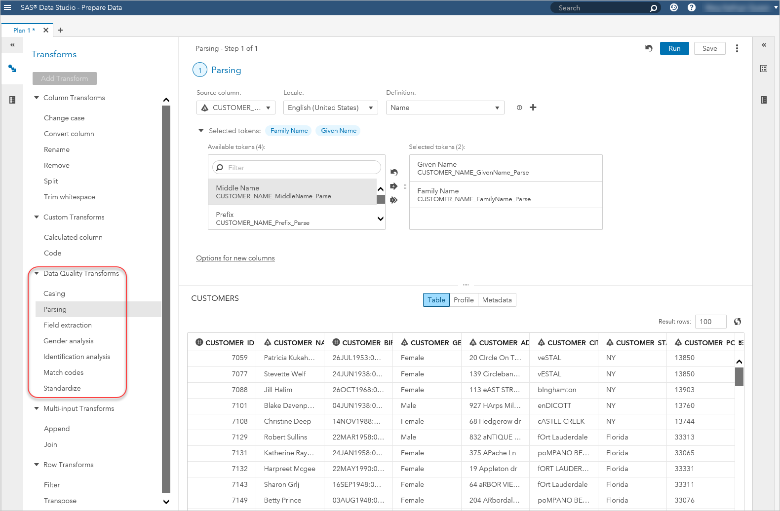 Picture of SAS Data Preparation tools.