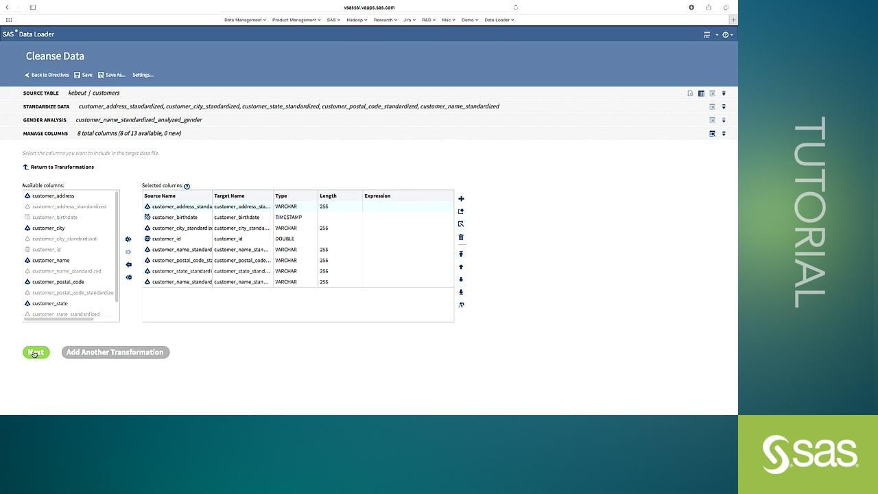 Picture of SAS Data Loader tools.