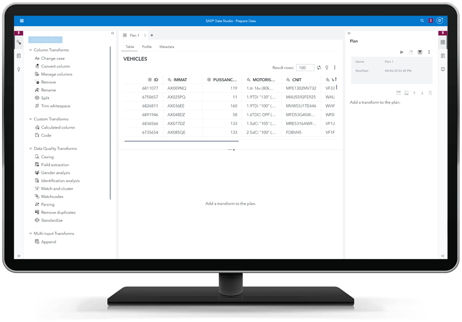 Screen shot of SAS Data Management Studio software.