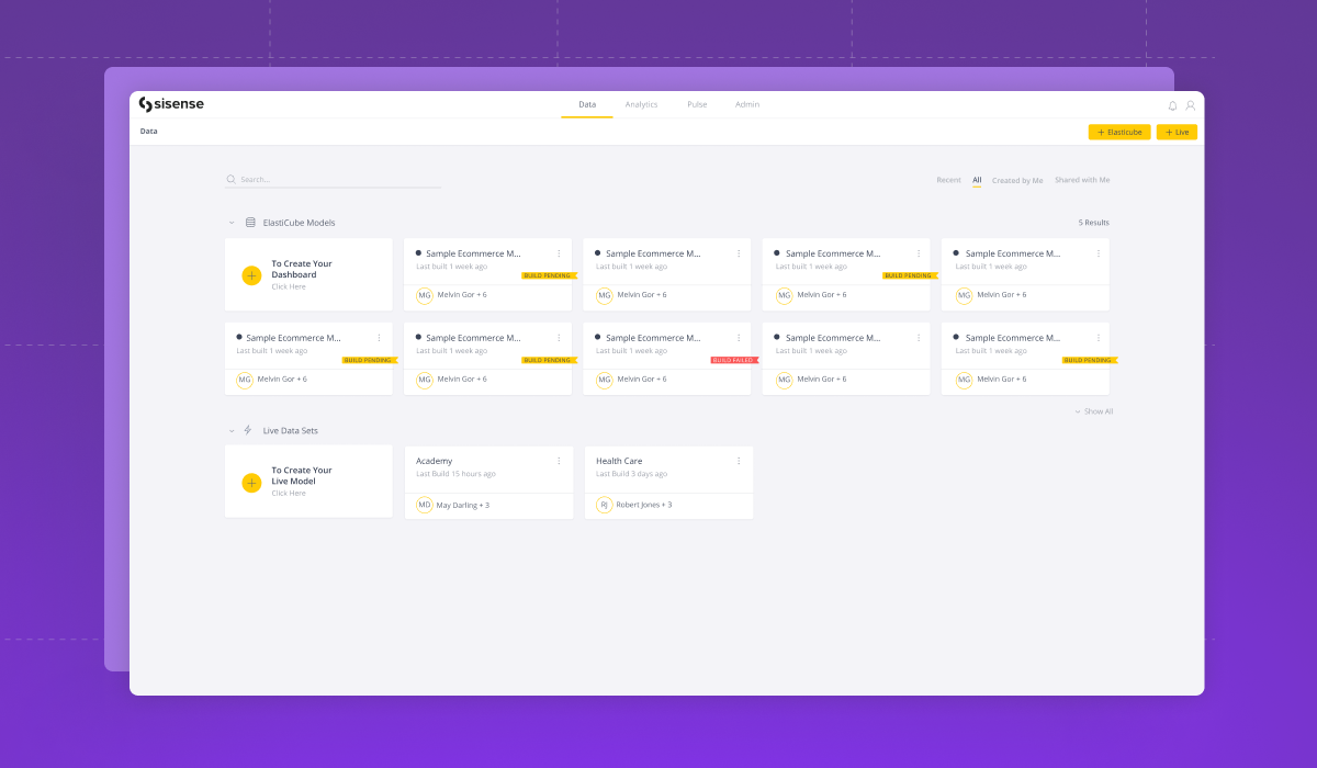 Picture of Elasticube tools.