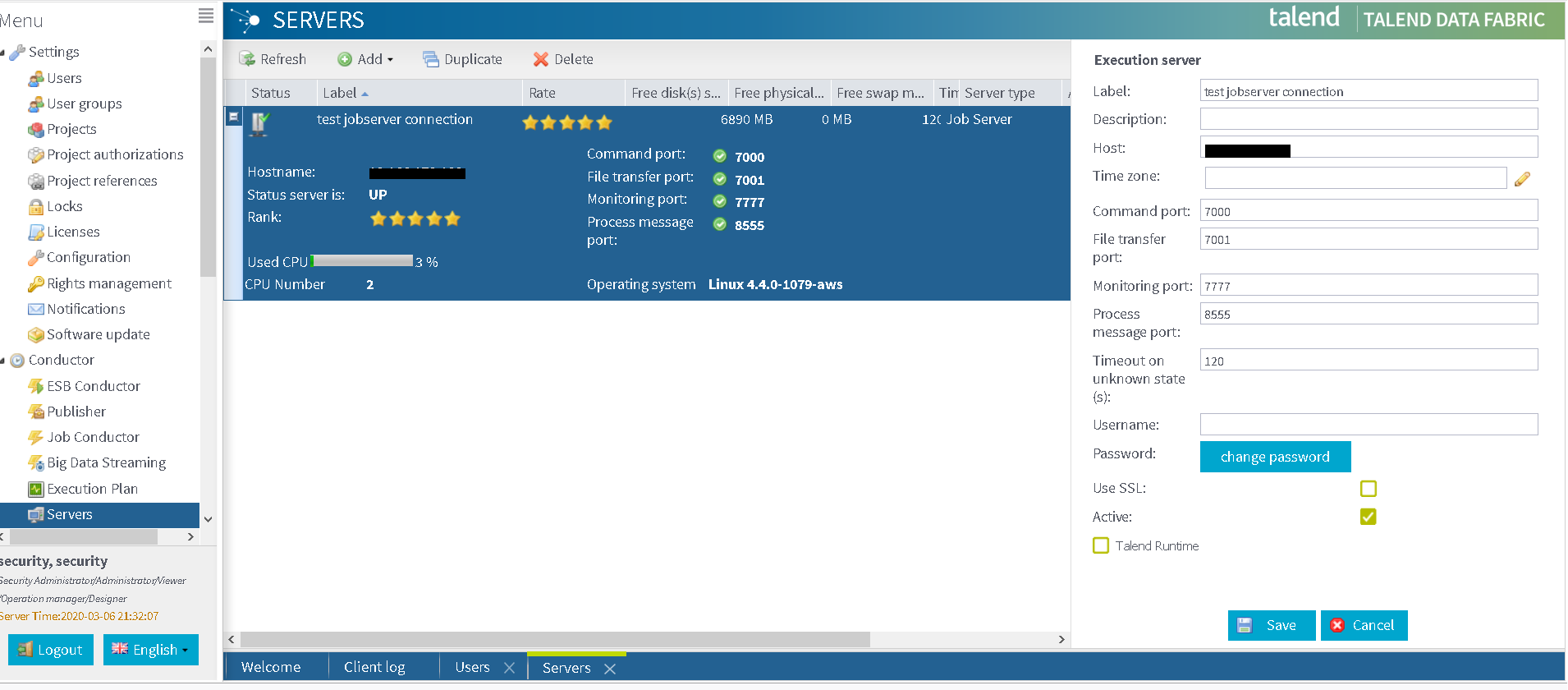 Picture of Talend Administration Center tools.