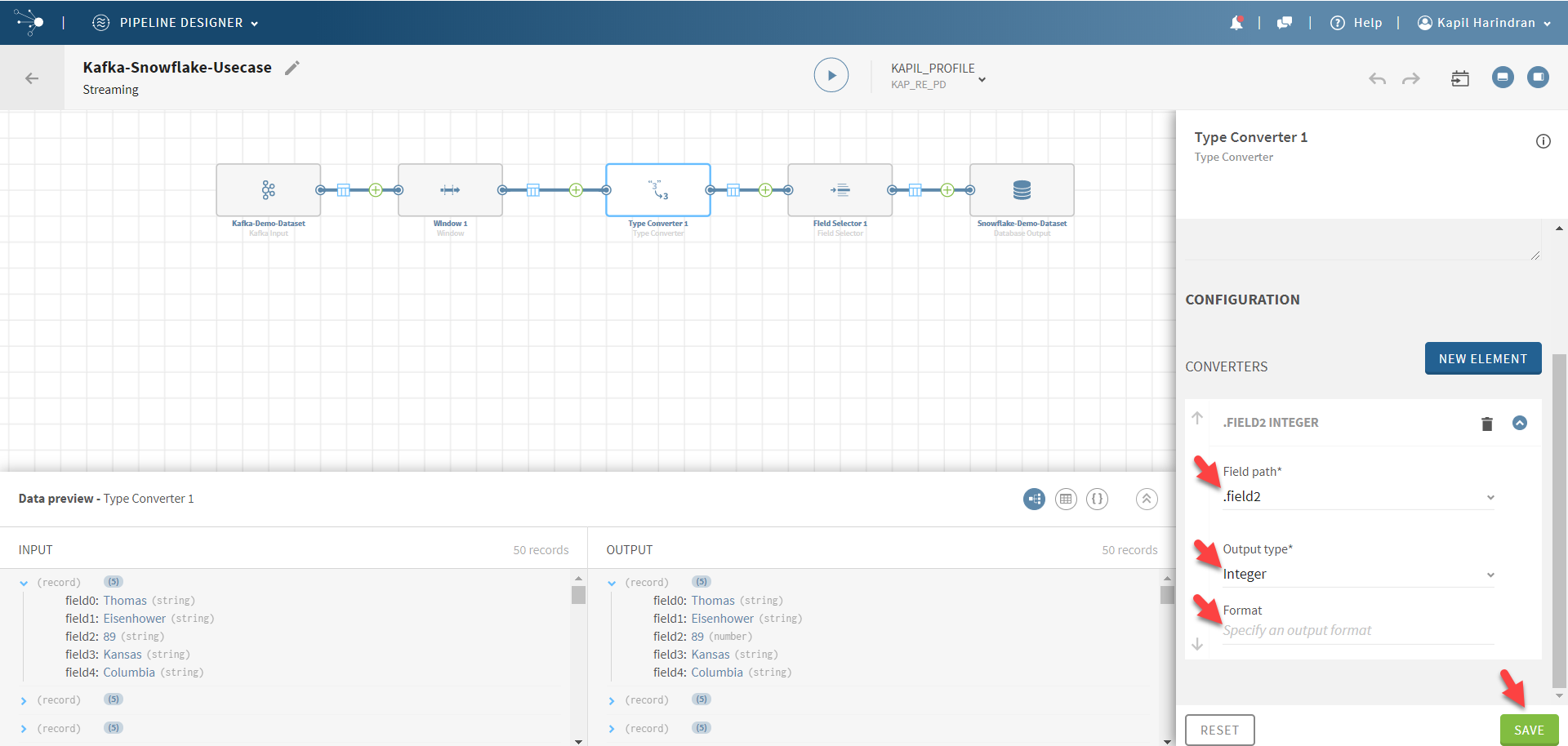 Screen shot of Talend Pipeline Designer software.