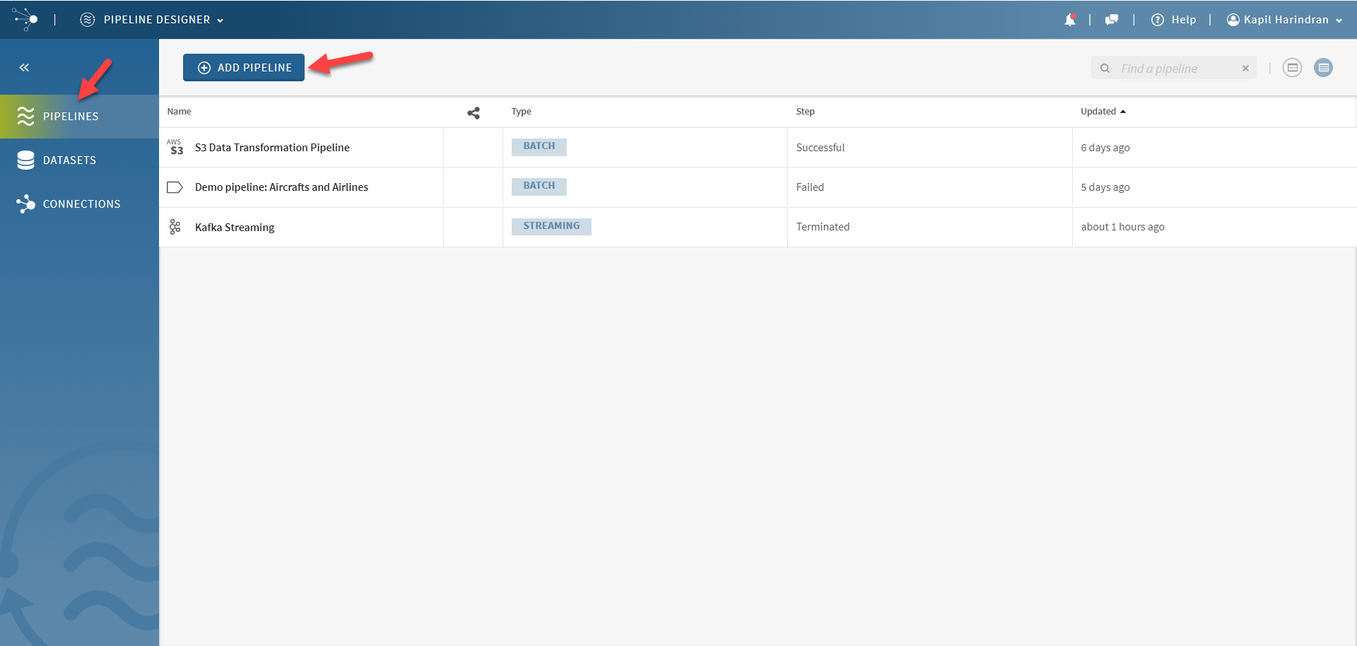 Talend Pipeline Designer in action