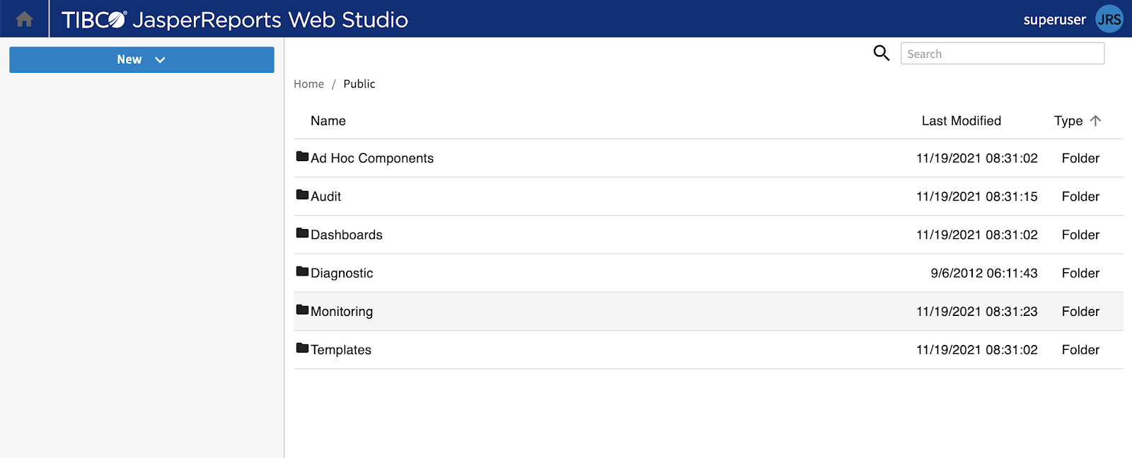 Screen shot of Jasperreports software.