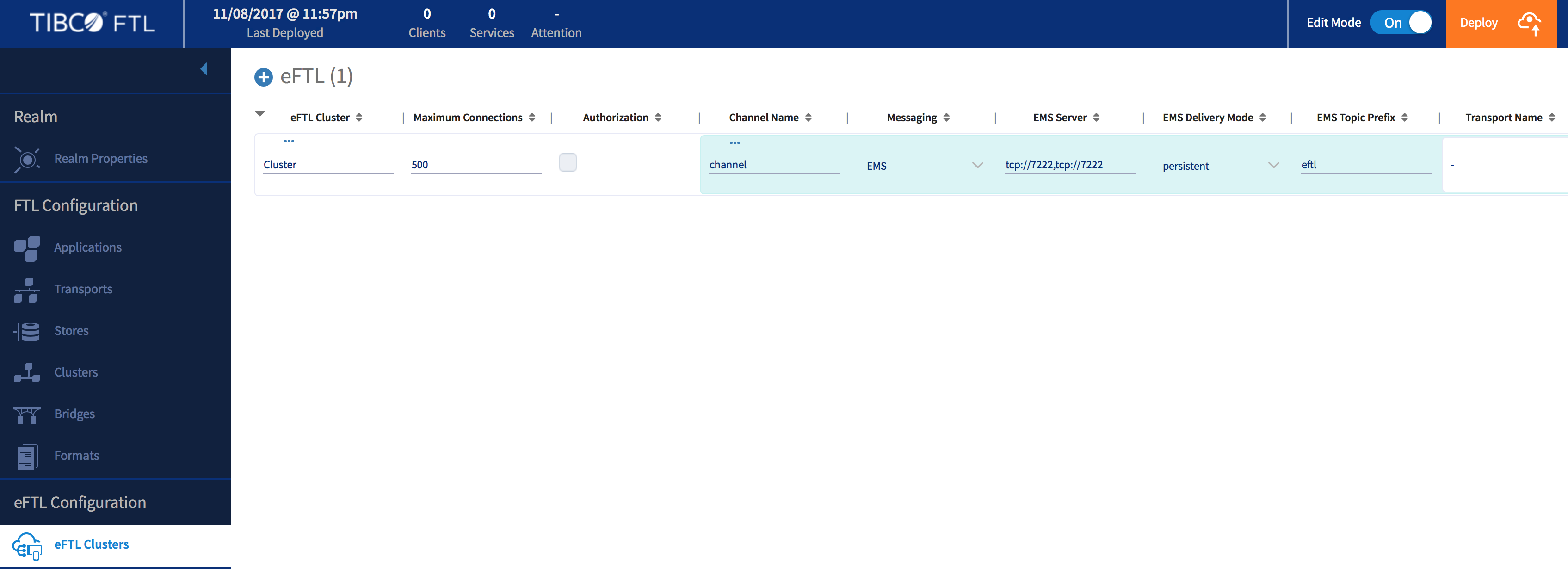 Screen shot of Tibco Enterprise Message Service software.