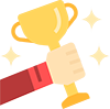 Icon of a hand holding a trophy