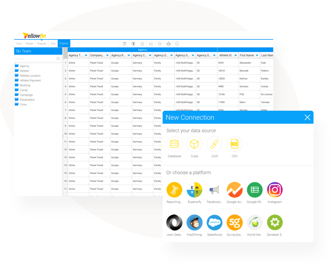 Screen shot of Yellowfin Data Transformation software.