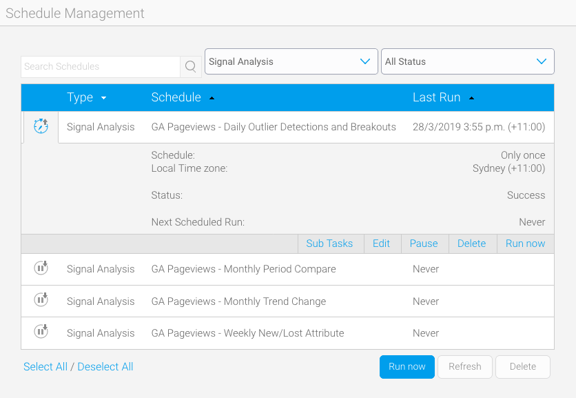 Screen shot of Yellowfin Signals software.