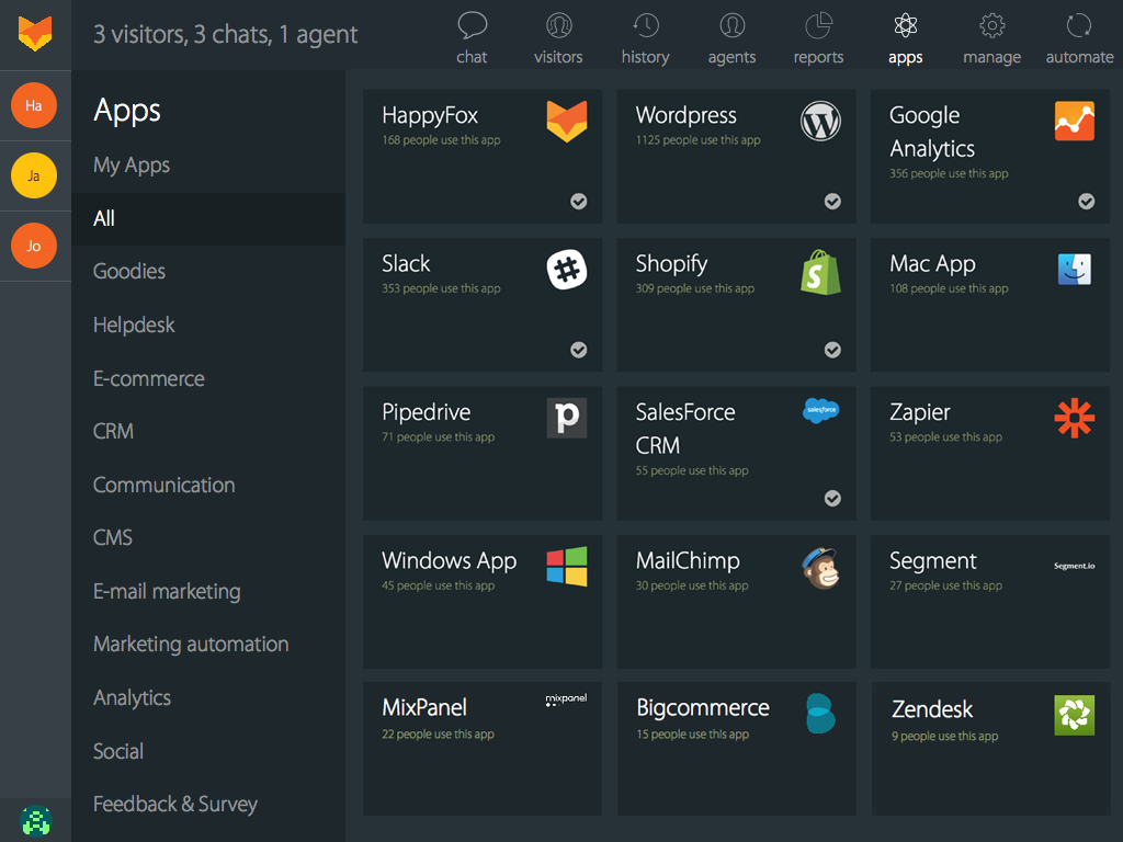Screen shot of Zendesk Happyfox software.